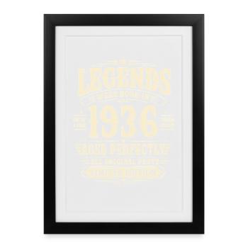 Cadeau d’anniversaire 90e mari 1936 Vintage Rétro - Affiche encadrée (27 × 37 cm) - noir - Devant