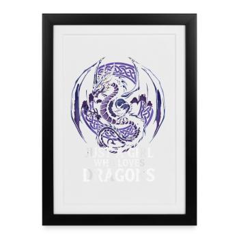Girl Loves Dragon Artwork - Framed poster (27 × 37 cm) - black - Front
