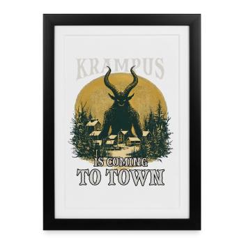Krampus arrive en ville - Affiche encadrée (27 × 37 cm) - noir - Devant