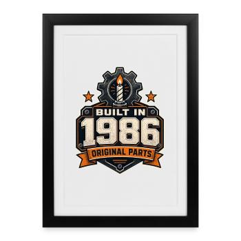 1986 Birthday Humor Built In 1986 Original Parts - Framed poster (27 × 37 cm) - black - Front