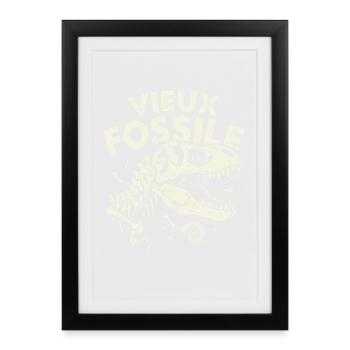 Old Fossil Dinosaur Humor Birthday - Framed poster (27 × 37 cm) - black - Front