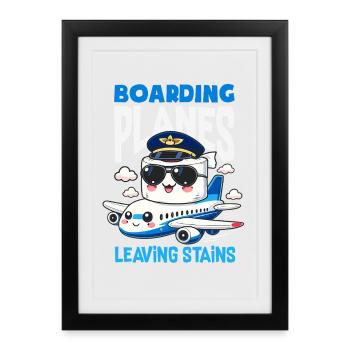 Boarding planes funny - Framed poster (27 × 37 cm) - black - Front
