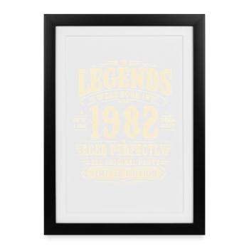 44th Birthday Gift Husband 1982 Vintage Retro - Framed poster (27 × 37 cm) - black - Front