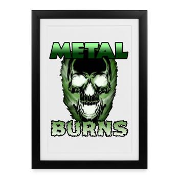 Toxic Green Skull Metal Burns - Framed poster (27 × 37 cm) - black - Front