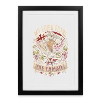 Géorgie Géorgienne Tbilissi Sakartvelo Tamada - Affiche encadrée (27 × 37 cm) - noir - Devant