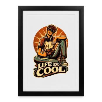 La vie est cool – Retro Gamer - Affiche encadrée (27 × 37 cm) - noir - Devant