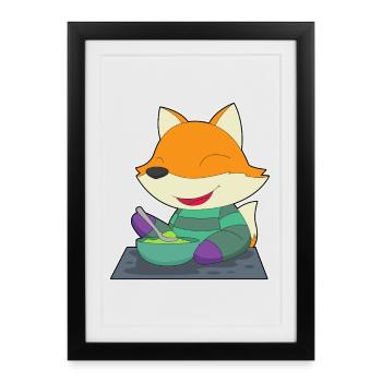 Fox Cooking Bowl Cooking - Framed poster (27 × 37 cm) - black - Front