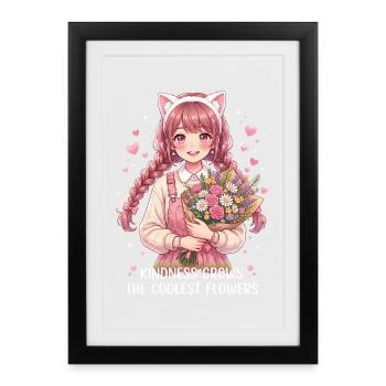 La gentillesse fait pousser les fleurs les plus fraîches - Affiche encadrée (27 × 37 cm) - noir - Devant