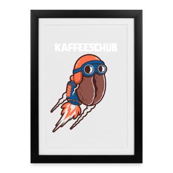 Kaffeeschub Rocket Coffee Bean Funny - Framed poster (27 × 37 cm) - black - Front