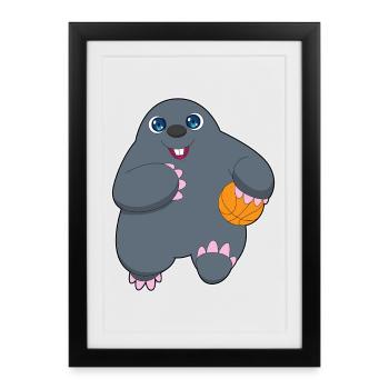 Joueur de basket-ball Mole Basket-ball - Affiche encadrée (27 × 37 cm) - noir - Devant
