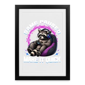Gamer Gaming Raccoon Video Game - Framed poster (27 × 37 cm) - black - Front