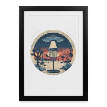 Panier UFO de disc golf Retro Vintage Desert After - Affiche encadrée (27 × 37 cm) - noir - Devant