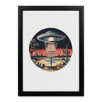 Panier UFO pour démarrer Disc Golf Retro Vintage Desert Ste - Affiche encadrée (27 × 37 cm) - noir - Devant