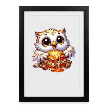 Wise Snowy Owl Italian Lasagna - Framed poster (27 × 37 cm) - black - Front