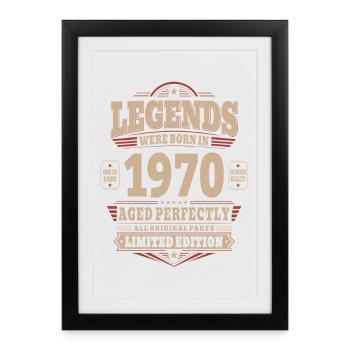 Cadeau d’anniversaire 56 Mari Vintage rétro des années 1970 - Affiche encadrée (27 × 37 cm) - noir - Devant