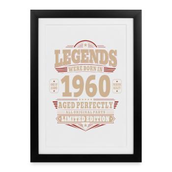Cadeau d’anniversaire 66e mari Vintage rétro des années 1960 - Affiche encadrée (27 × 37 cm) - noir - Devant