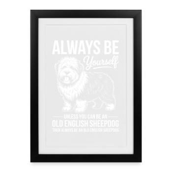 Vieux cadeau de la blague du chien de berger anglais : Bobtail - Affiche encadrée (27 × 37 cm) - noir - Devant