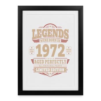 Cadeau d’anniversaire 54 Mari 1972 Vintage Retro - Affiche encadrée (27 × 37 cm) - noir - Devant