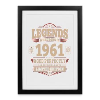 Cadeau de 65 ans Mari 1961 Vintage Rétro - Affiche encadrée (27 × 37 cm) - noir - Devant