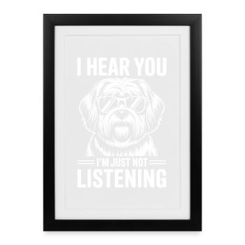 Lhasa Apso Drôle, Cadeau Lhasa Apso - Affiche encadrée (27 × 37 cm) - noir - Devant