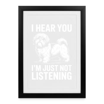 Lhasa Apso Drôle, Cadeau Lhasa Apso - Affiche encadrée (27 × 37 cm) - noir - Devant