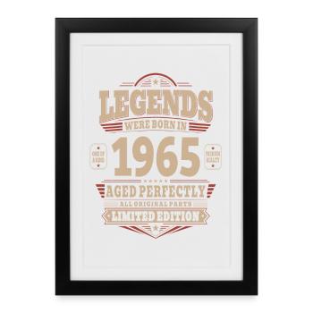 Cadeau d’anniversaire 61 ans Mari 1965 Vintage Rétro - Affiche encadrée (27 × 37 cm) - noir - Devant
