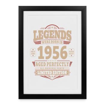 Cadeau d’anniversaire 70 ans Mari 1956 Vintage Rétro - Affiche encadrée (27 × 37 cm) - noir - Devant
