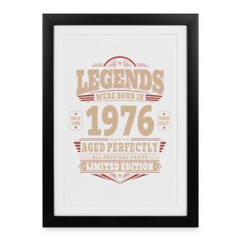 Cadeau pour 50 ans Mari 1976 Vintage Rétro - Affiche encadrée (27 × 37 cm) - noir - Devant