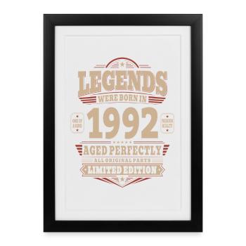 Cadeau pour 34 ans Mari 1992 Vintage Rétro - Affiche encadrée (27 × 37 cm) - noir - Devant