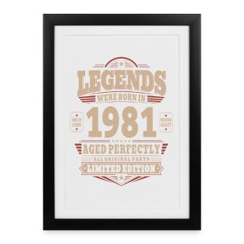 Cadeau d’anniversaire 45 ans Mari 1981 Vintage Rétro - Affiche encadrée (27 × 37 cm) - noir - Devant