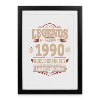 Cadeau d’anniversaire 36 Mari Vintage rétro des années 1990 - Affiche encadrée (27 × 37 cm) - noir - Devant