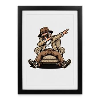 Cool pensioner grandpa - Framed poster (27 × 37 cm) - black - Front