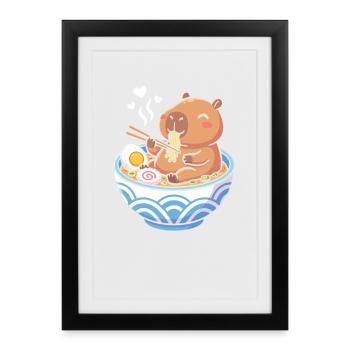La vie est meilleure avec les capybaras - Mignon rongeur - Affiche encadrée (27 × 37 cm) - noir - Devant