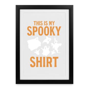 Voici mon Spooky Shirt Fantôme drôle d’Halloween - Affiche encadrée (27 × 37 cm) - noir - Devant