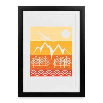 Gliding Landscape Design Sunset - Framed poster (27 × 37 cm) - black - Front