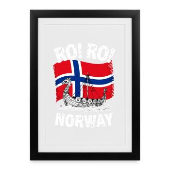 RO RO NORVÈGE Navire viking pavillon norvégien - Affiche encadrée (27 × 37 cm) - noir - Devant
