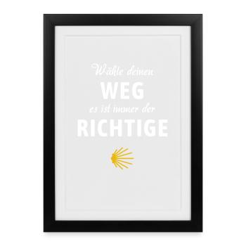 Camino - Der richtige Weg | Jakobsweg, Pilger, - Gerahmtes Poster (27 × 37 cm) - Schwarz - Vorne