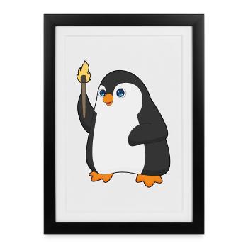 Penguin Torch - Framed poster (27 × 37 cm) - black - Front