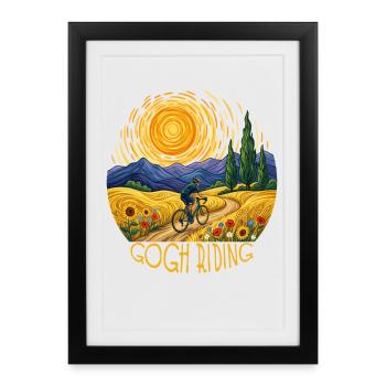 Gogh chevauche un cycliste de champ ensoleillé - Affiche encadrée (27 × 37 cm) - noir - Devant