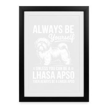 Lhasa Apso Drôle, Cadeau Lhasa Apso - Affiche encadrée (27 × 37 cm) - noir - Devant
