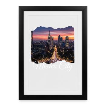 Mexico City Night Skyline - Framed poster (27 × 37 cm) - black - Front
