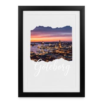 Göteborg Skyline Sonnenuntergang - Gerahmtes Poster (27 × 37 cm) - Schwarz - Vorne