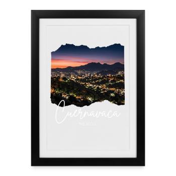Cuernavaca Nachtpanorama Mexiko - Gerahmtes Poster (27 × 37 cm) - Schwarz - Vorne