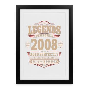 18th Birthday Gift Husband 2008 Vintage Retro - Framed poster (27 × 37 cm) - black - Front