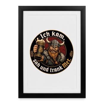 Wikinger Bier Spruch - Gerahmtes Poster (27 × 37 cm) - Schwarz - Vorne
