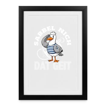 Moin Moin Norden - Conception maritime nord-allemande - Affiche encadrée (27 × 37 cm) - noir - Devant