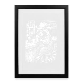 Cowboy Raccoon With Beer Funny Raccoon - Framed poster (27 × 37 cm) - black - Front