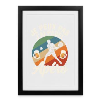 Je Peux Pas J'ai Padel et Apéro Humour - Affiche encadrée (27 × 37 cm) - noir - Devant