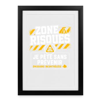 Pète Péteur Cadeau humour personnalisé - Affiche encadrée (27 × 37 cm) - noir - Devant