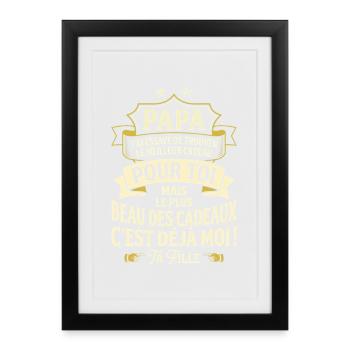 Cadeau Humour Papa De Fille - Affiche encadrée (27 × 37 cm) - noir - Devant